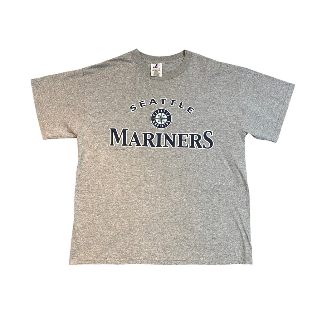 Vtg Y2K Seattle Mariners 2000 grey XL graphic spell out logo athletic tee shirt